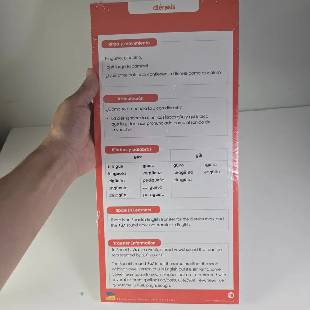 Benchmark Education Company Spanish Language Learning Flashcards  Vowel Sounds
